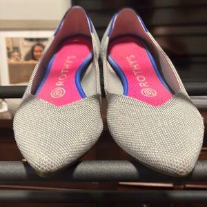 Rothy’s the Point limited edition reflective silver flats 7.5